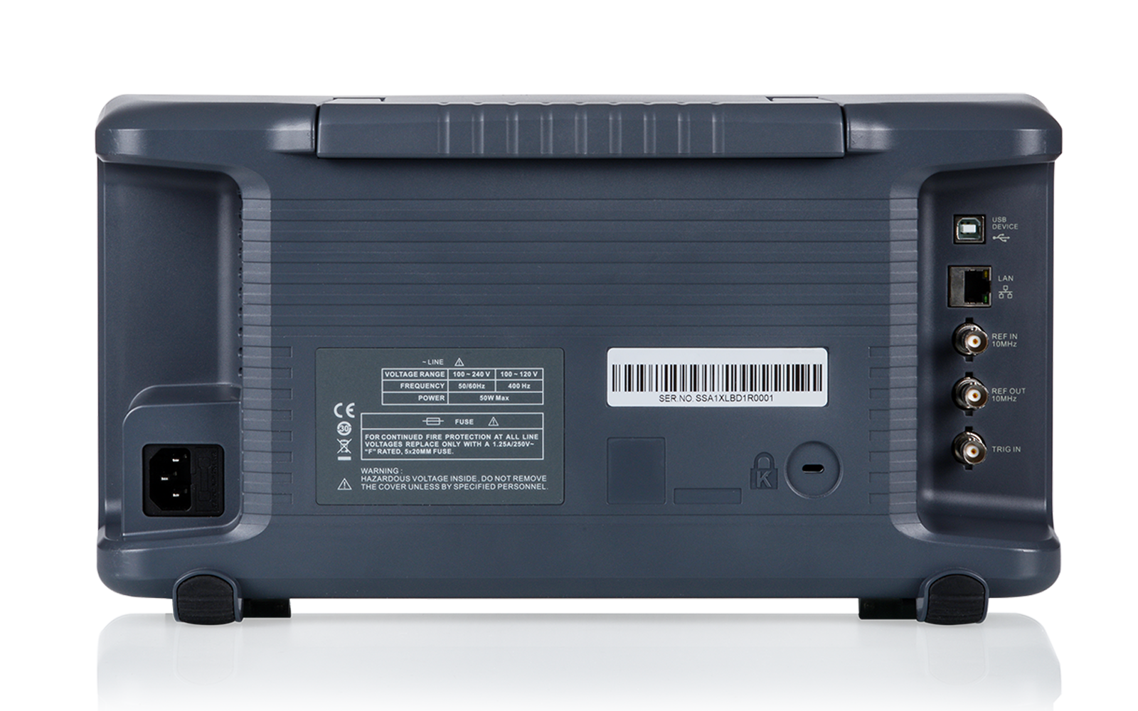 SIGLENT SSA3000X Plus rear and bench configuration